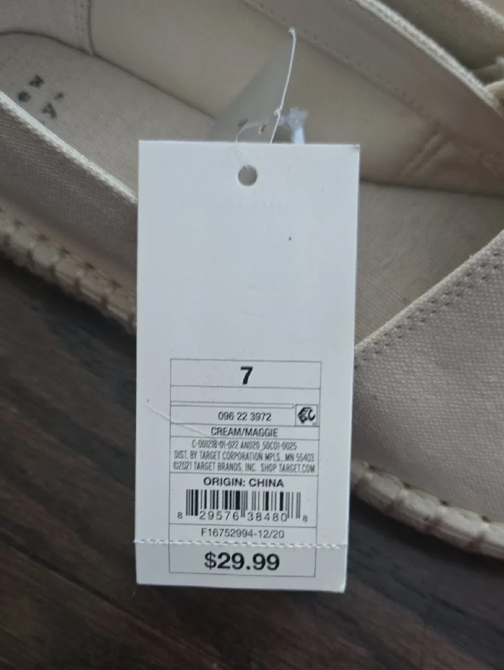 NWT A New Day Two-Tone Canvas Espadrille Flats in Cream and Black